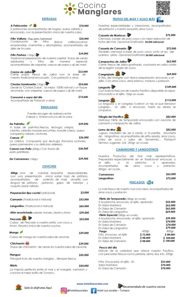 carta restaurante cocina manglares 2026 1